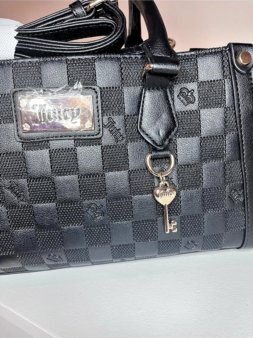 Juicy Couture Black Checkered Satchel - Picture 2 of 10
